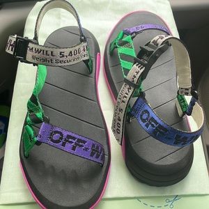 Colorful Off white sandals SZ 8 with off white straps comes with box & dust bag